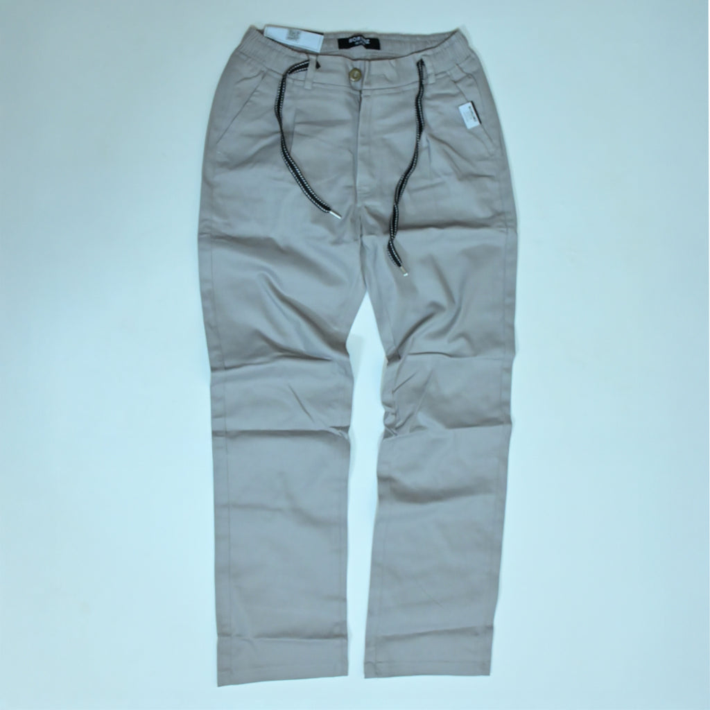 Light Stone Drawstring Cotton Trousers | Relaxed Fit Casual Pants | Semi-Baggy