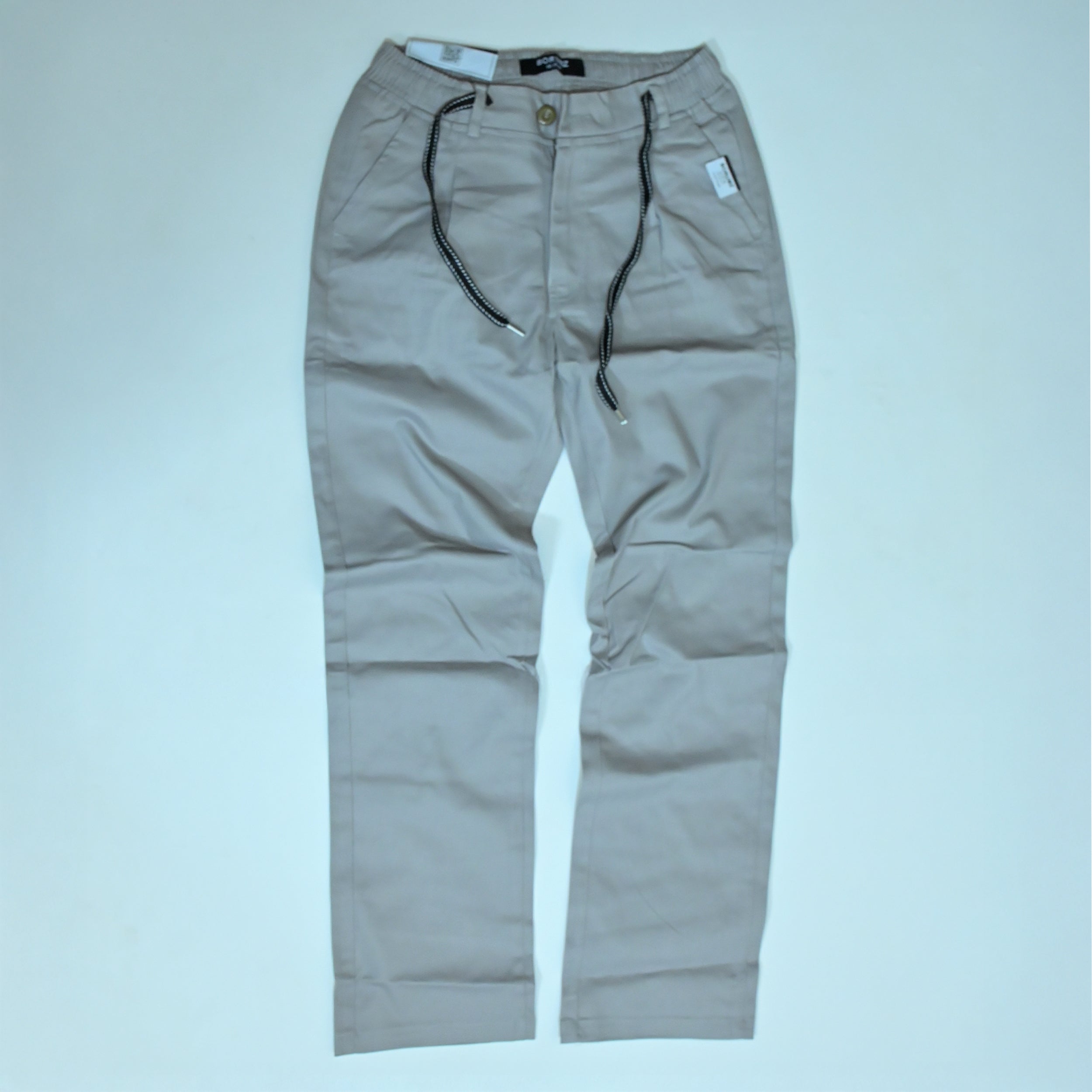 Light Stone Drawstring Cotton Trousers | Relaxed Fit Casual Pants | Semi-Baggy