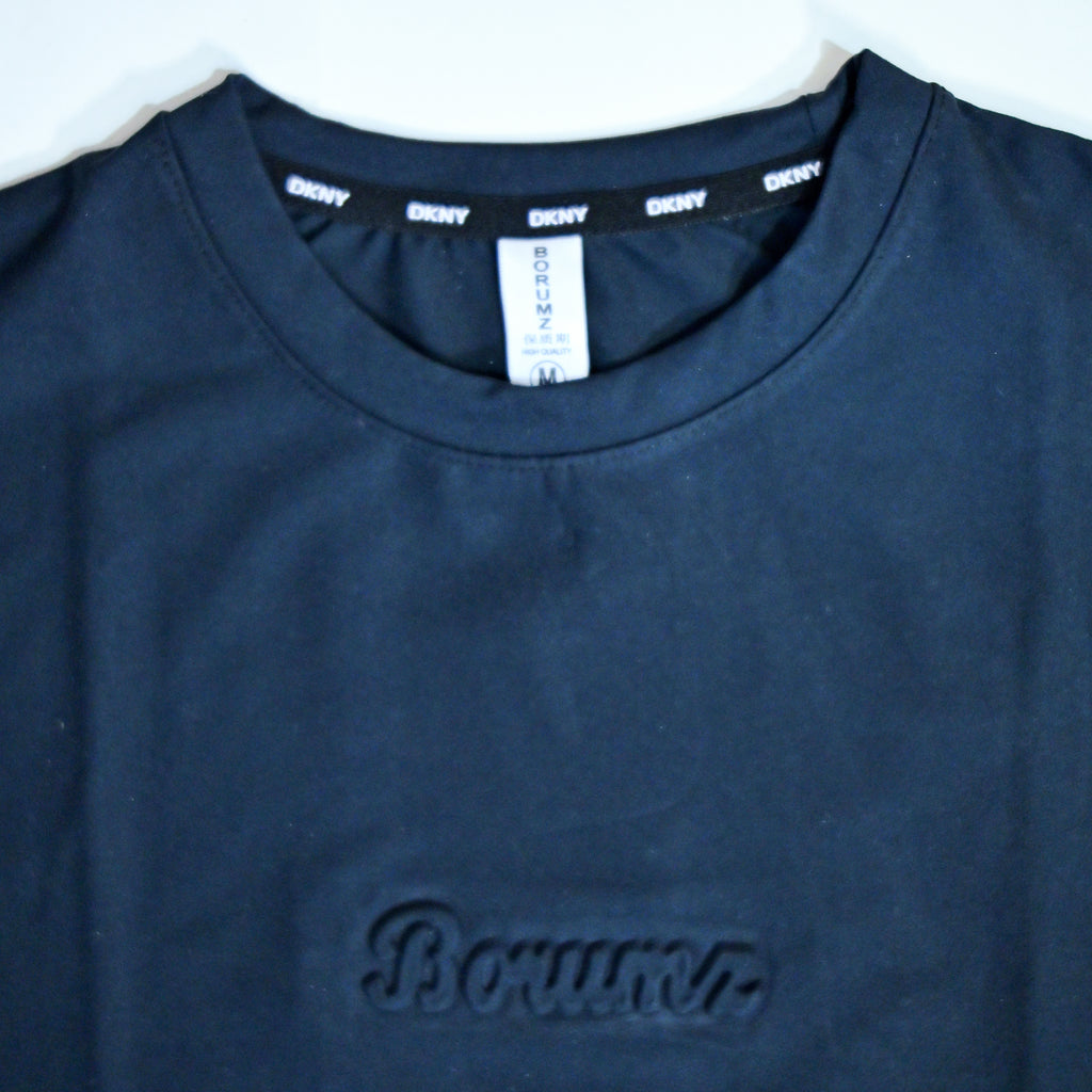 Unisex Embossed Logo Crew Neck T-Shirt - Dark Navy