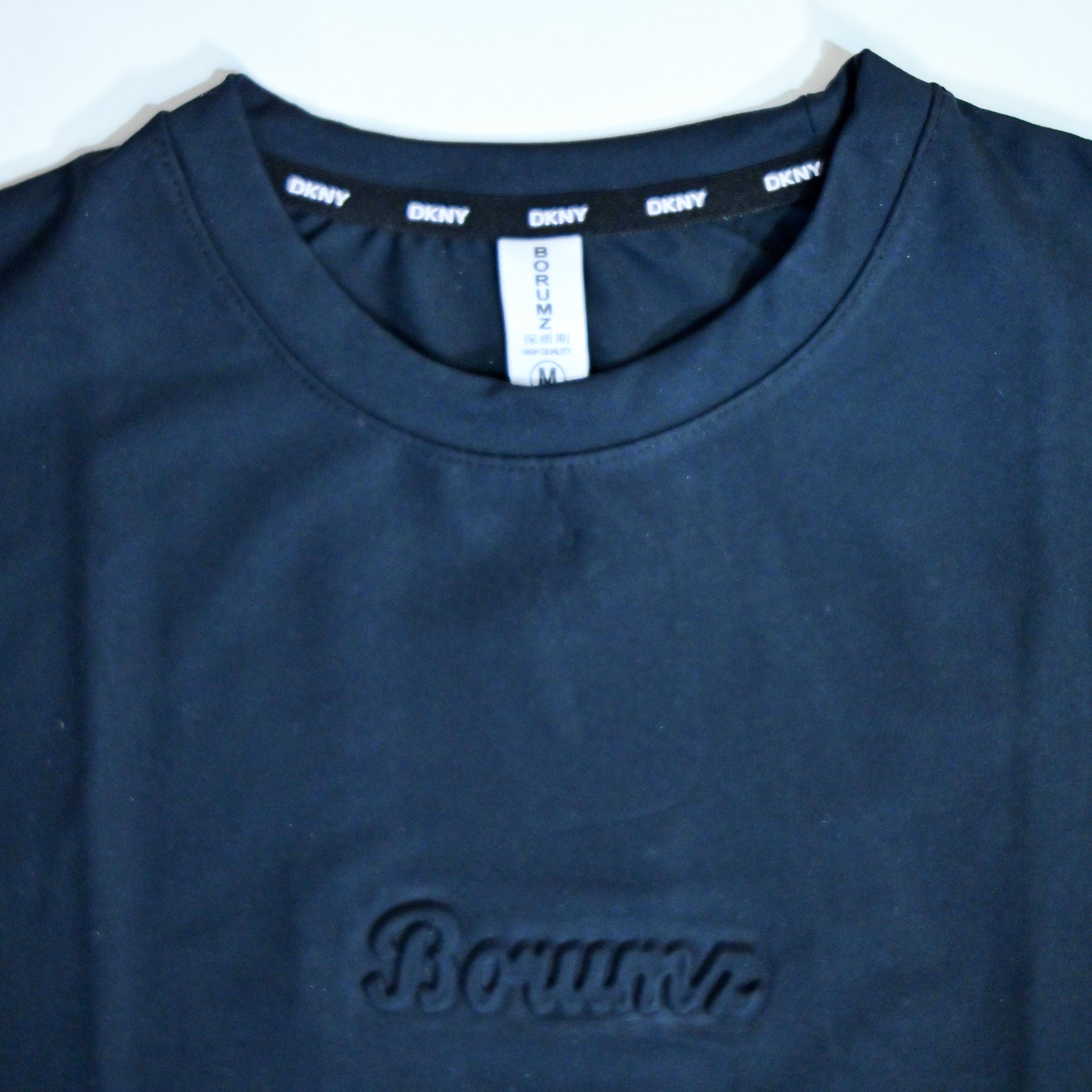 Unisex Embossed Logo Crew Neck T-Shirt - Dark Navy