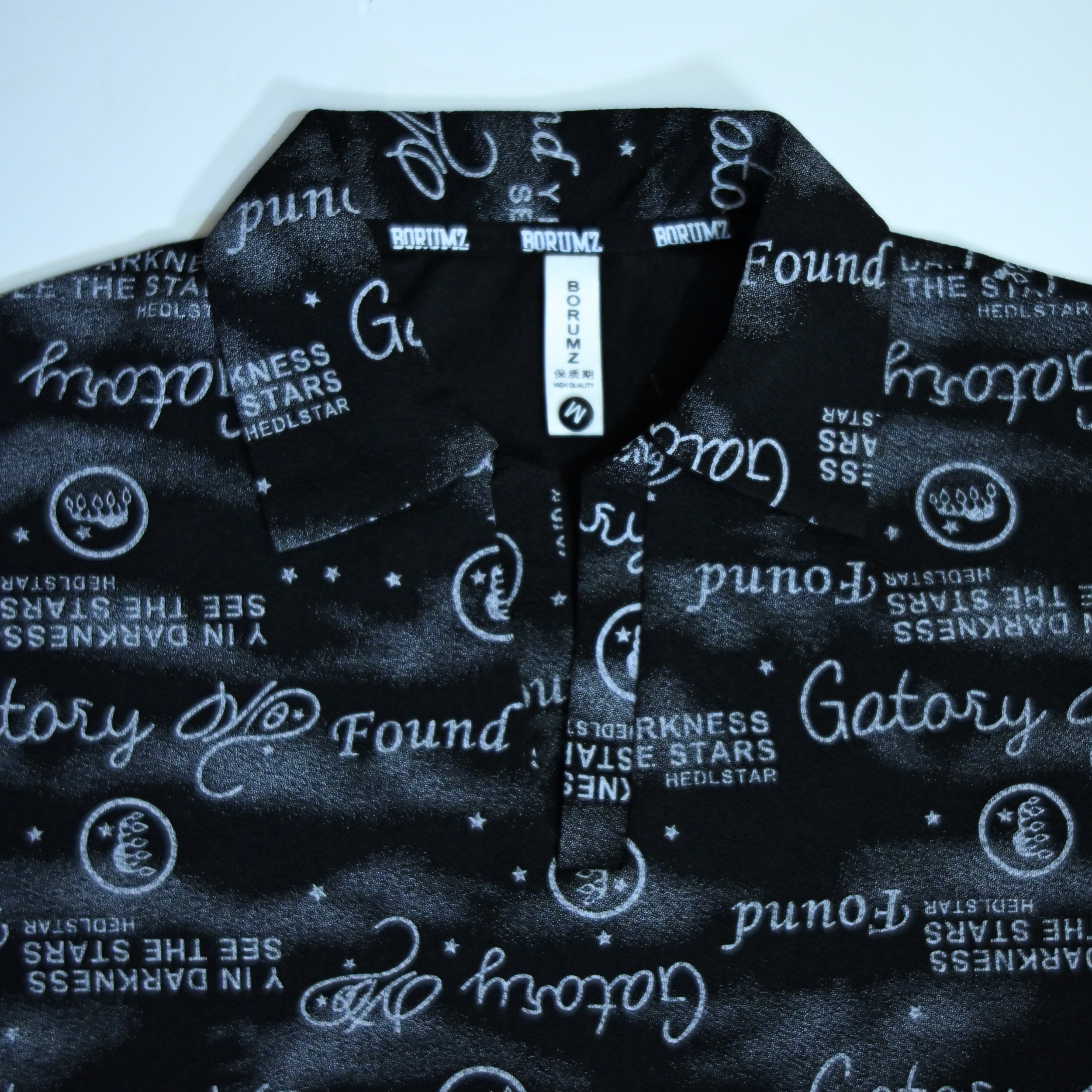 Black Typography Print Polo Shirt | Graphic Polo