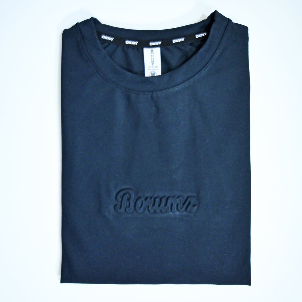 Unisex Embossed Logo Crew Neck T-Shirt - Dark Navy