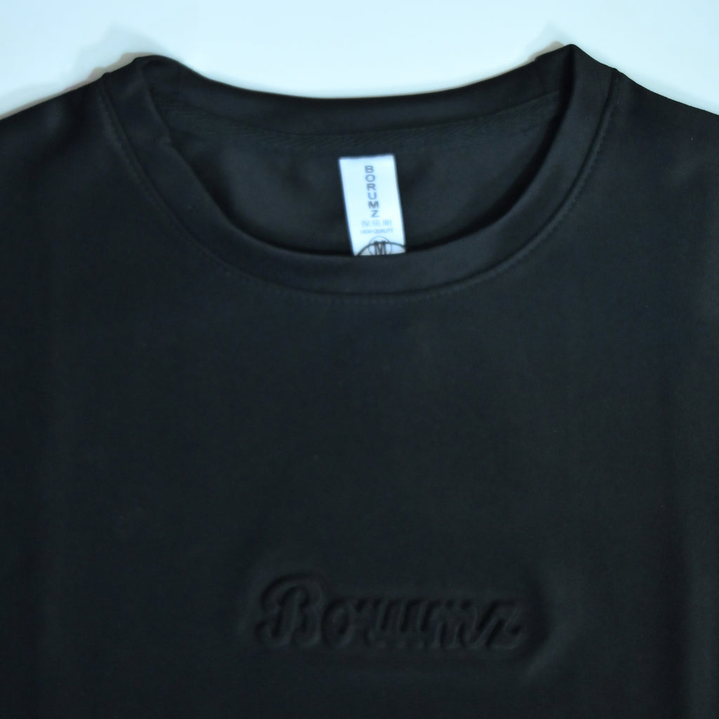 Unisex Embossed Logo Crew Neck T-Shirt - Jet Black