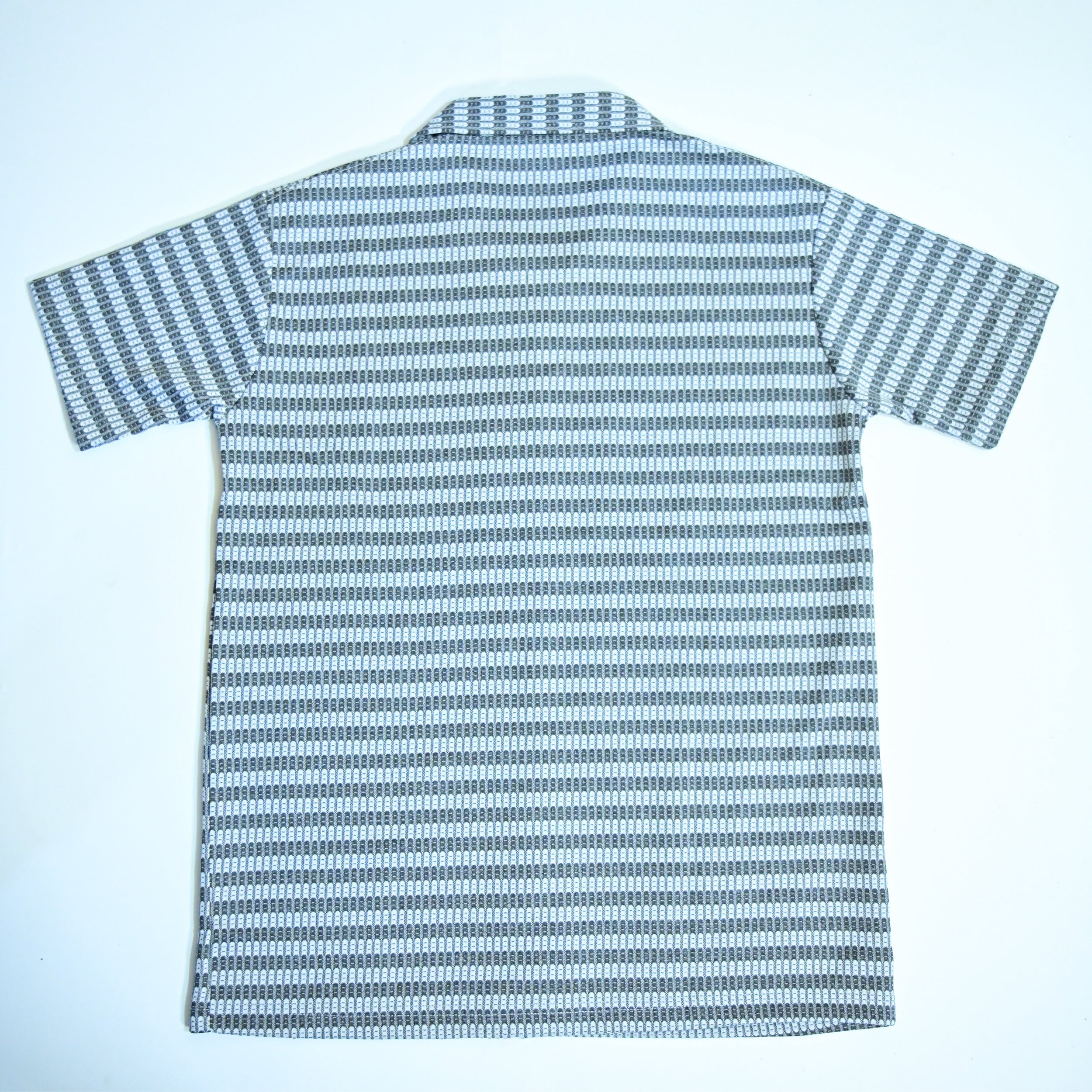 Black & Grey Textured Knit Camp Collar Shirt | Boxy fit