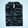 Black Typography Print Polo Shirt | Graphic Polo