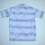 White Tie-Dye Alphabet Print Johnny Collar Polo Shirt - Polo