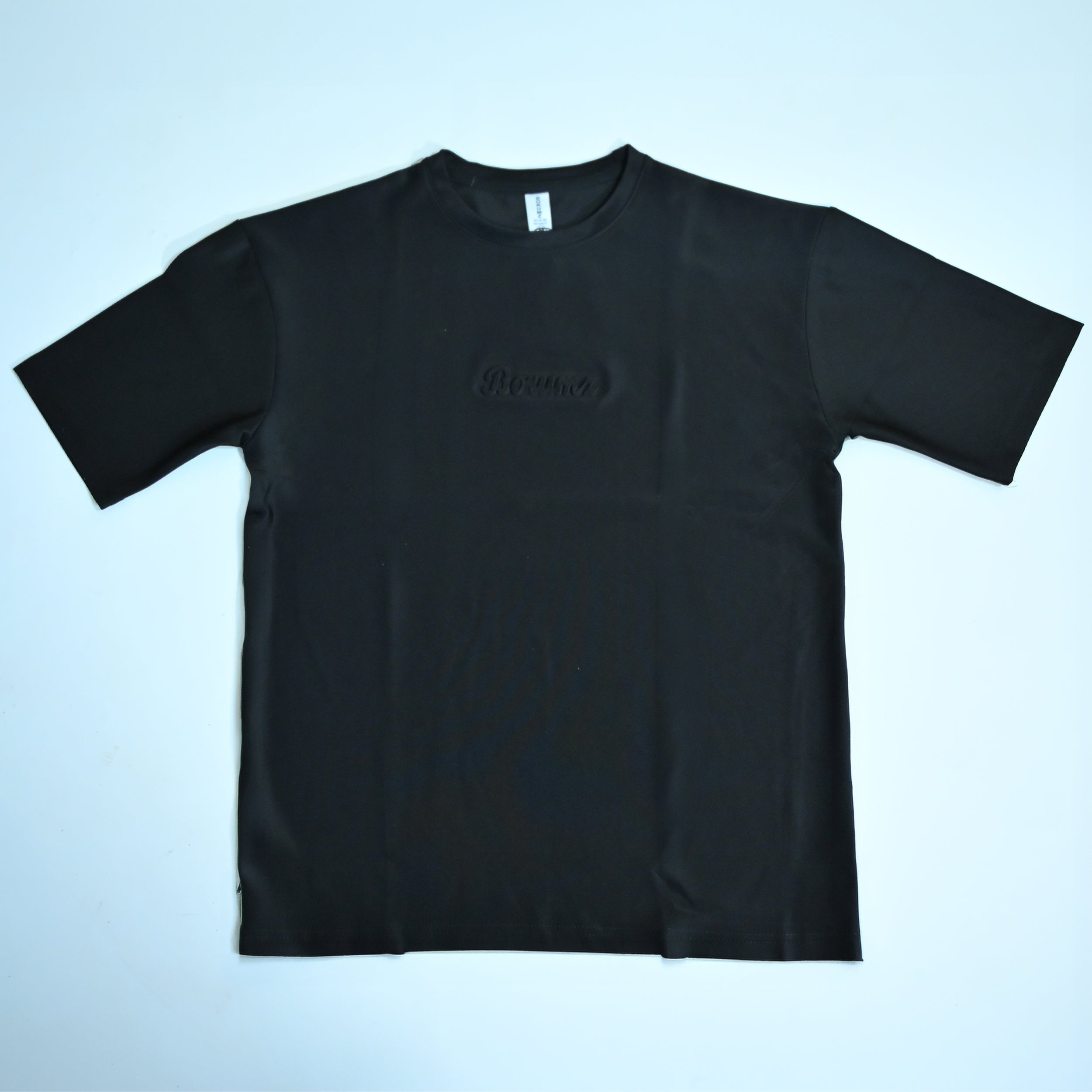 Unisex Embossed Logo Crew Neck T-Shirt - Jet Black
