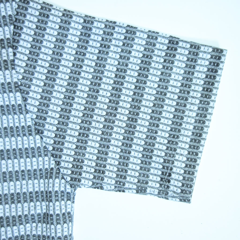 Black & Grey Textured Knit Camp Collar Shirt | Boxy fit