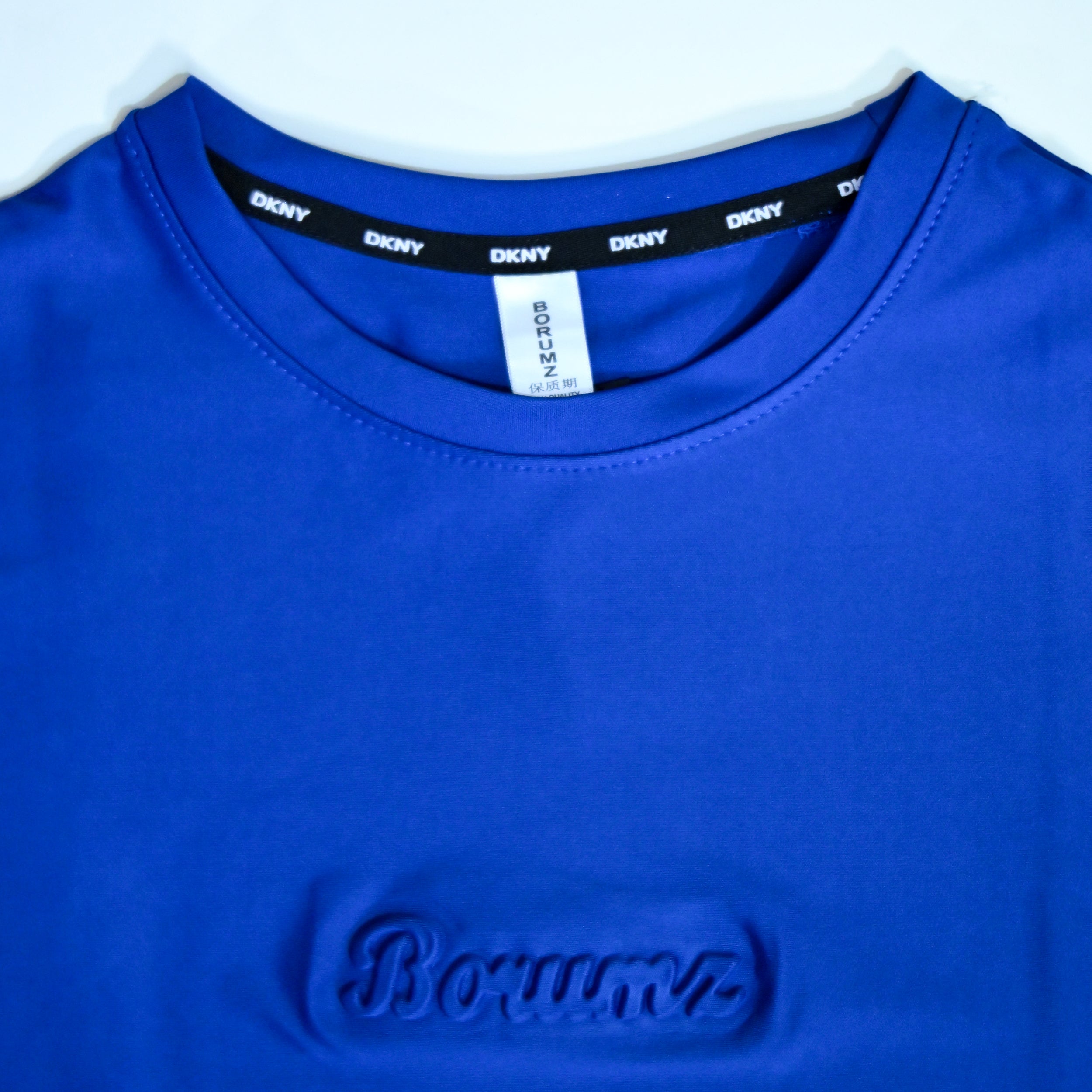 Unisex Embossed Logo Crew Neck T-Shirt - Royal Blue