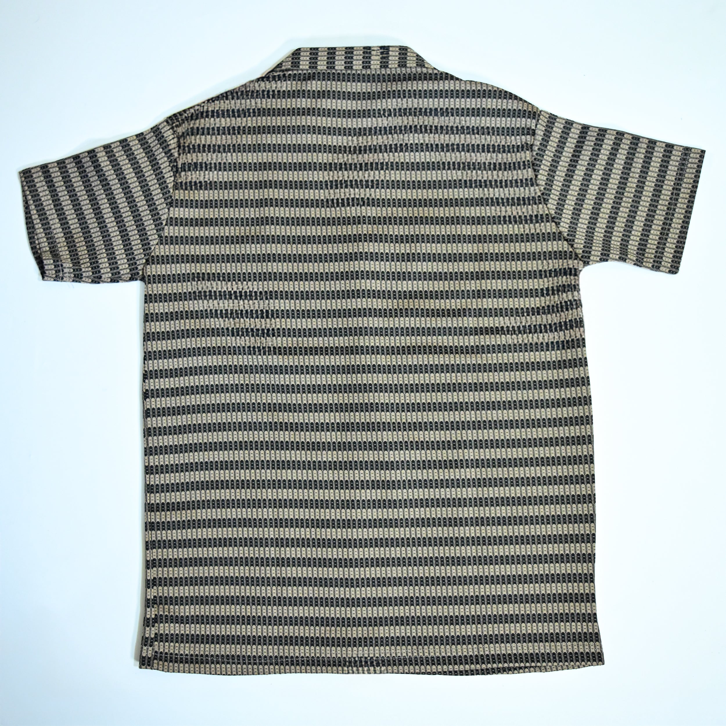 Brown & Black Textured Knit Camp Collar Shirt | Boxy fit