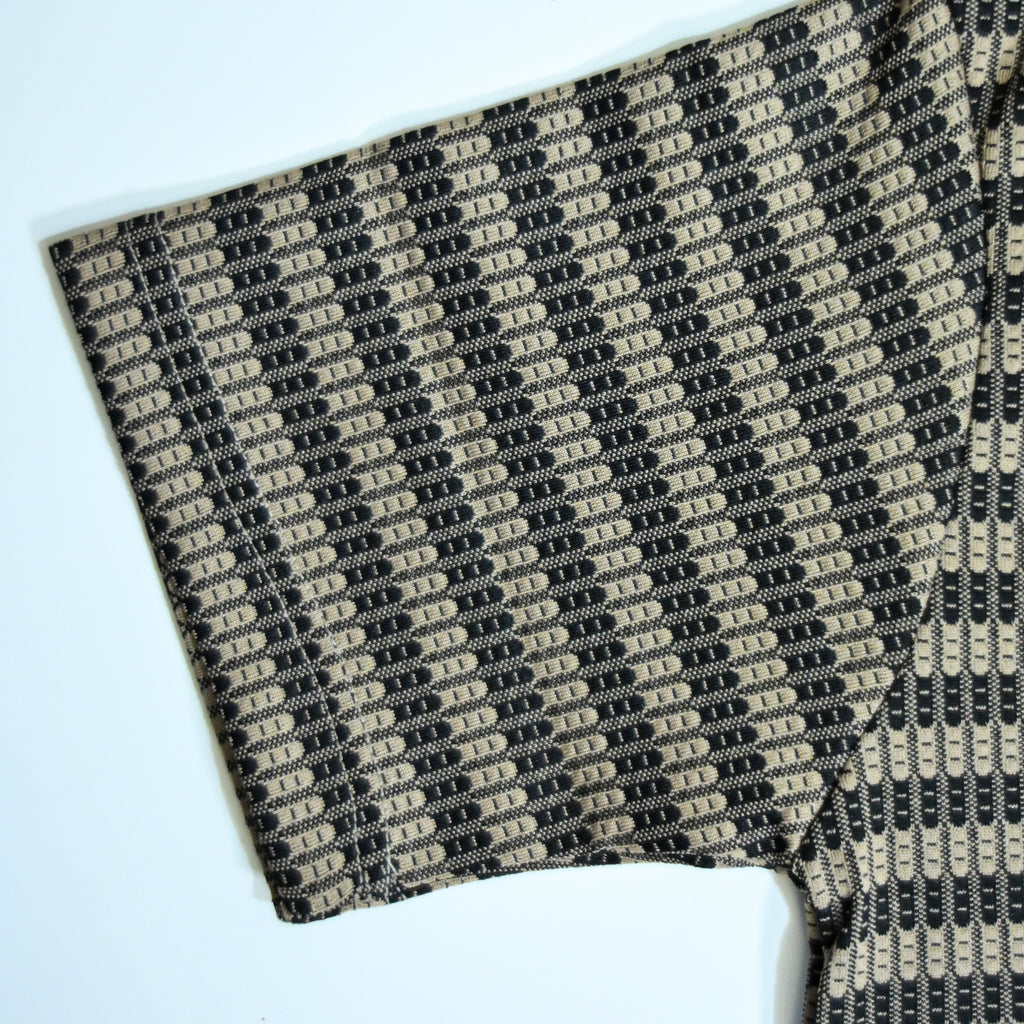 Brown & Black Textured Knit Camp Collar Shirt | Boxy fit