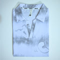White Tie-Dye Alphabet Print Johnny Collar Polo Shirt | Premium Casual Polo