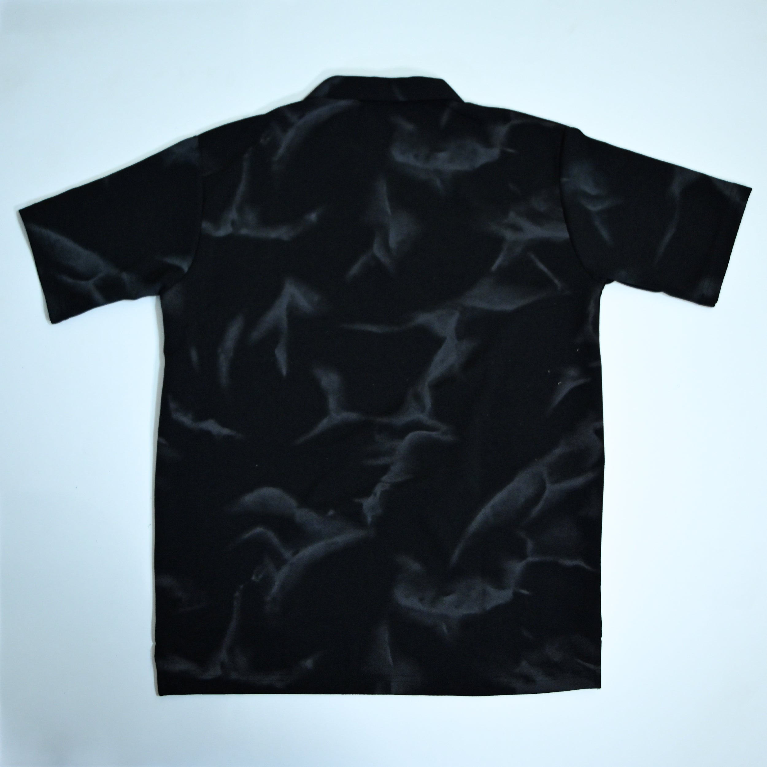 Black Tie-Dye Print Johnny Collar Polo Shirt | Premium Casual Polo
