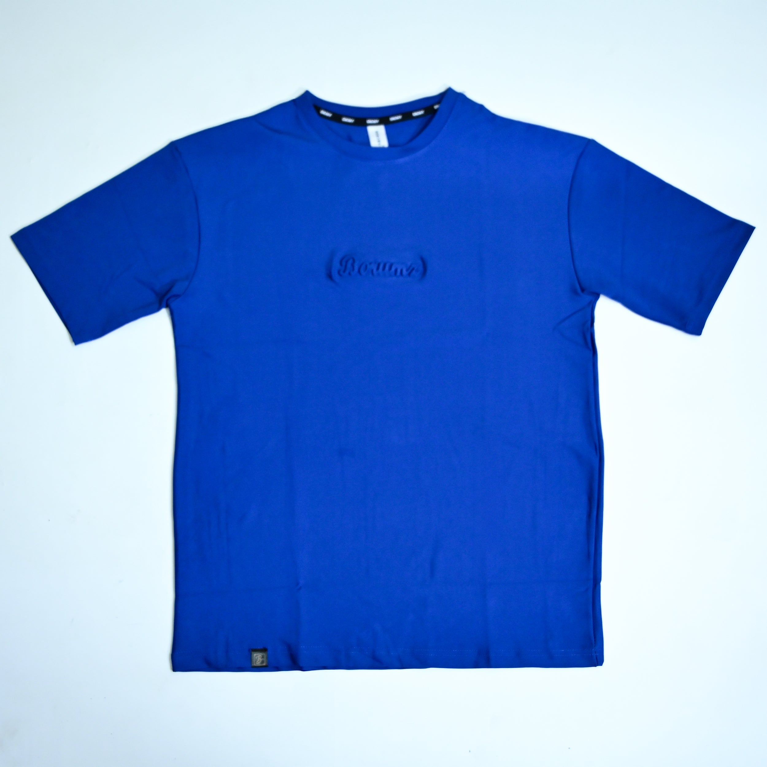 Unisex Embossed Logo Crew Neck T-Shirt - Royal Blue