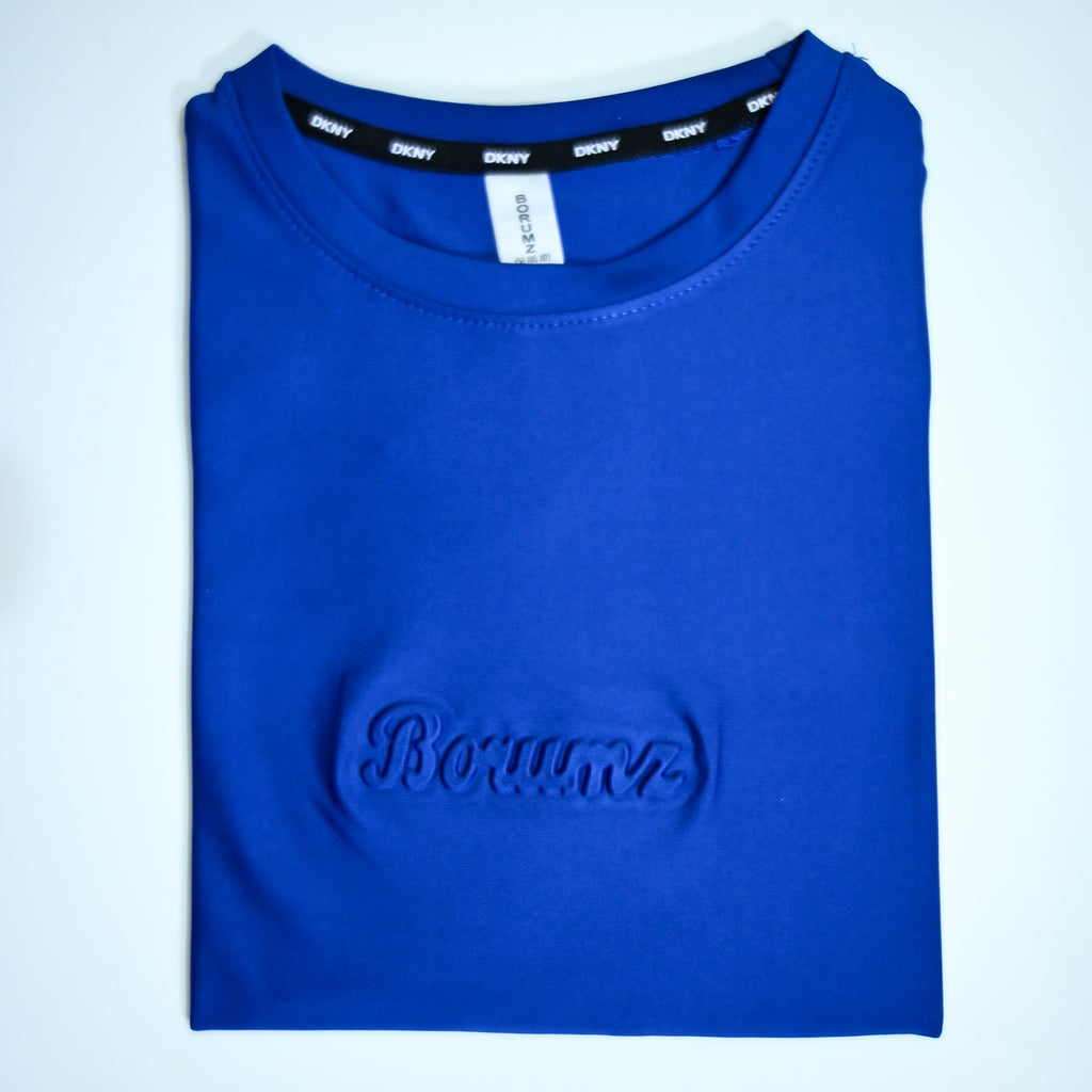 Unisex Embossed Logo Crew Neck T-Shirt - Royal Blue