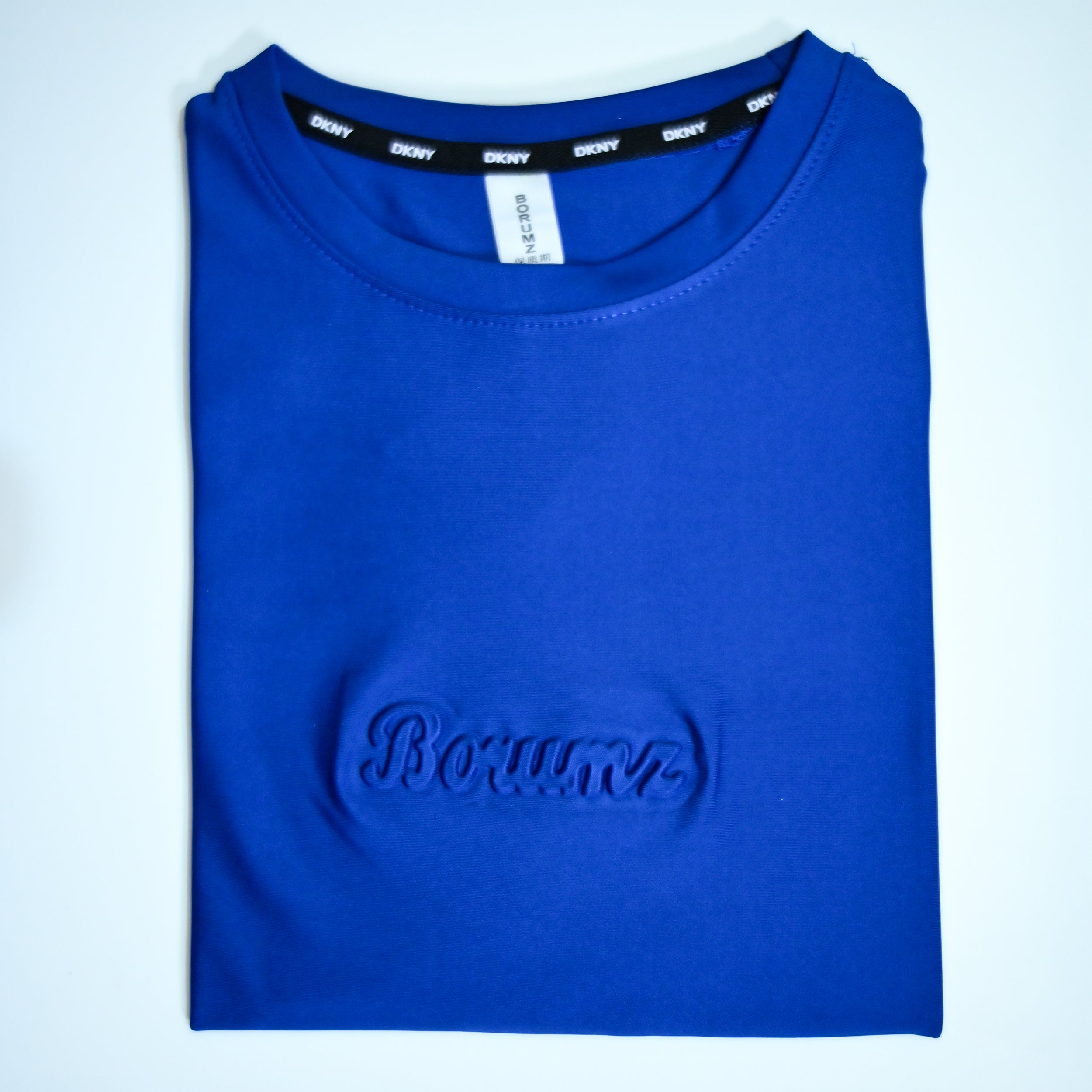 Unisex Embossed Logo Crew Neck T-Shirt - Royal Blue