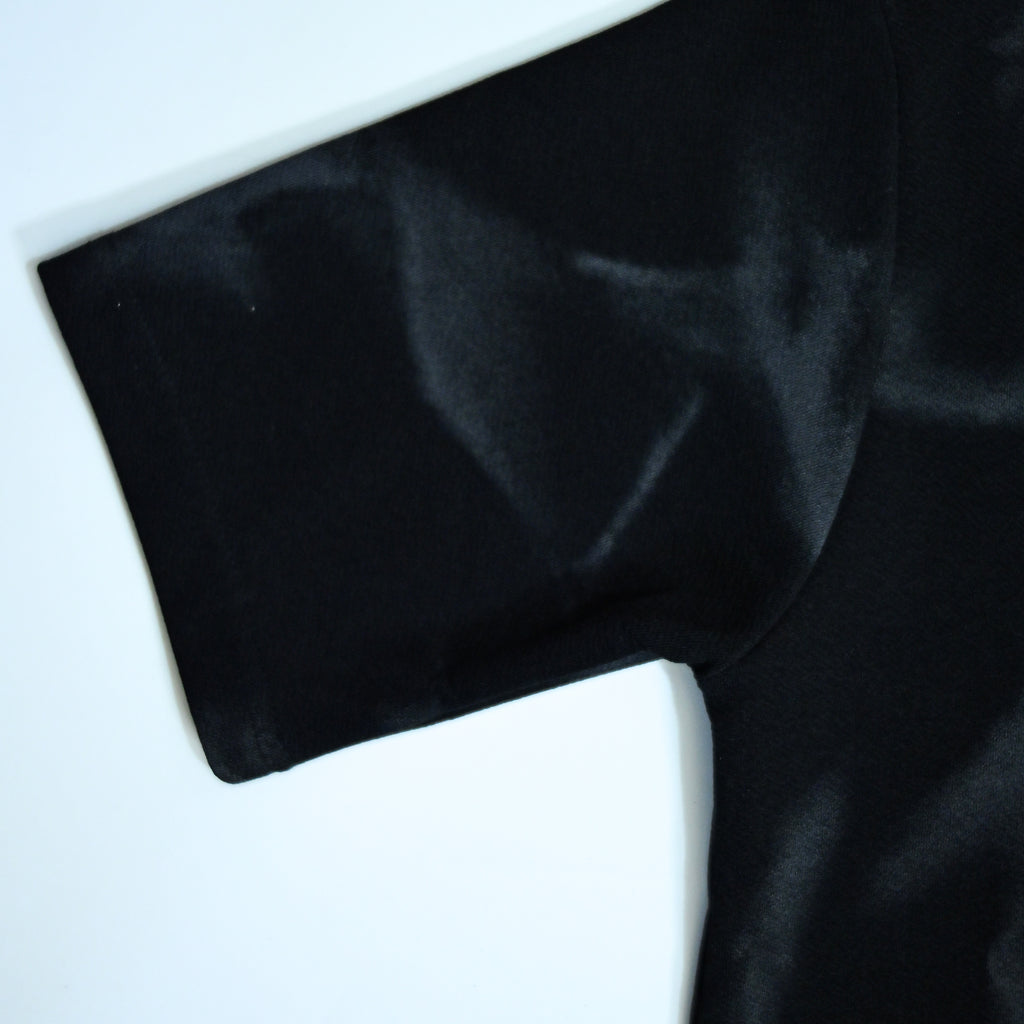 Black Tie-Dye Print Johnny Collar Polo Shirt | Premium Casual Polo
