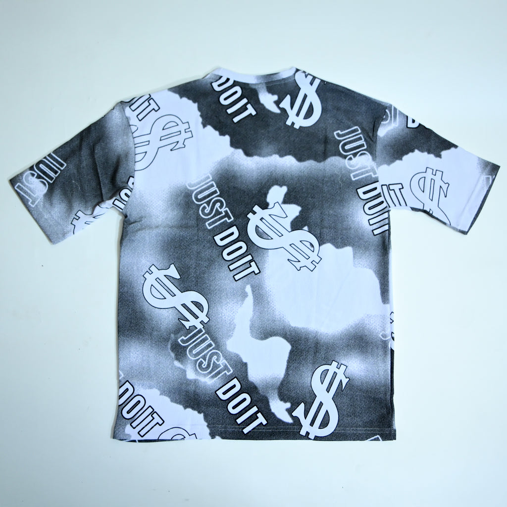 Dollar Print Oversized T-Shirt – Black & White