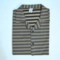 Brown & Black Textured Knit Camp Collar Shirt | Boxy fit