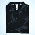 Black Tie-Dye Print Johnny Collar Polo Shirt | Premium Casual Polo