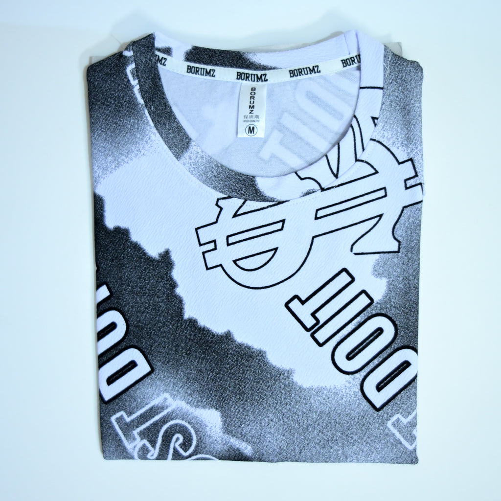 Dollar Print Oversized T-Shirt – Black & White