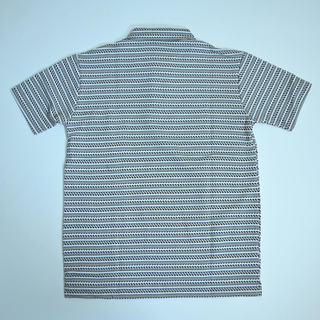 Black & Brown Striped Zip Polo Shirt | Knit Polo