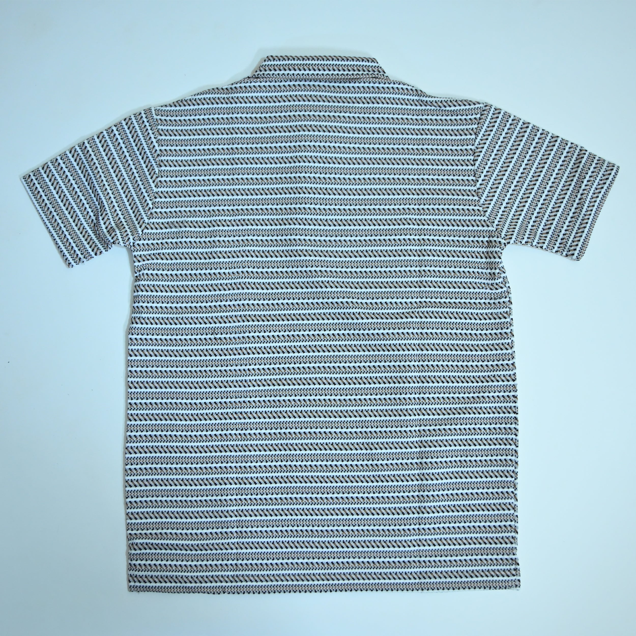 Black & Brown Striped Zip Polo Shirt | Knit Polo