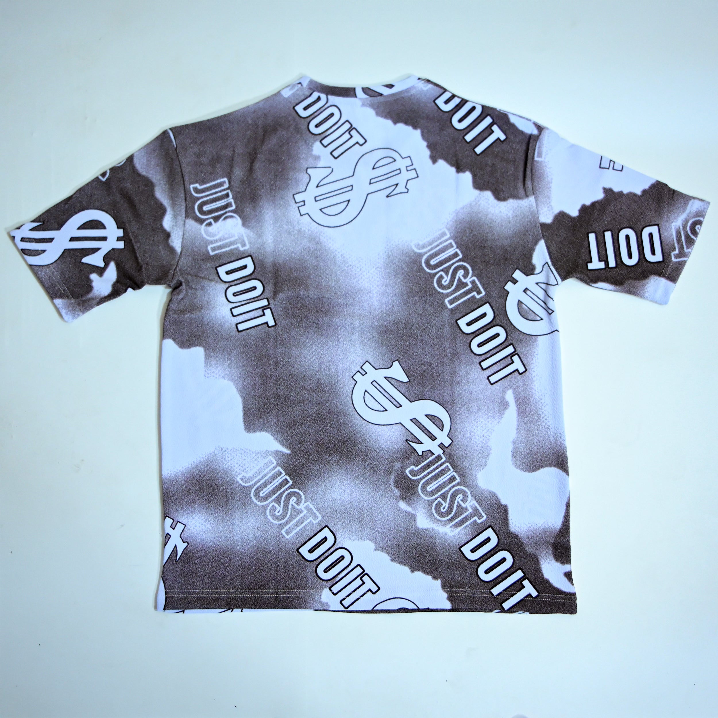 Dollar Print Oversized T-Shirt – Brown & White
