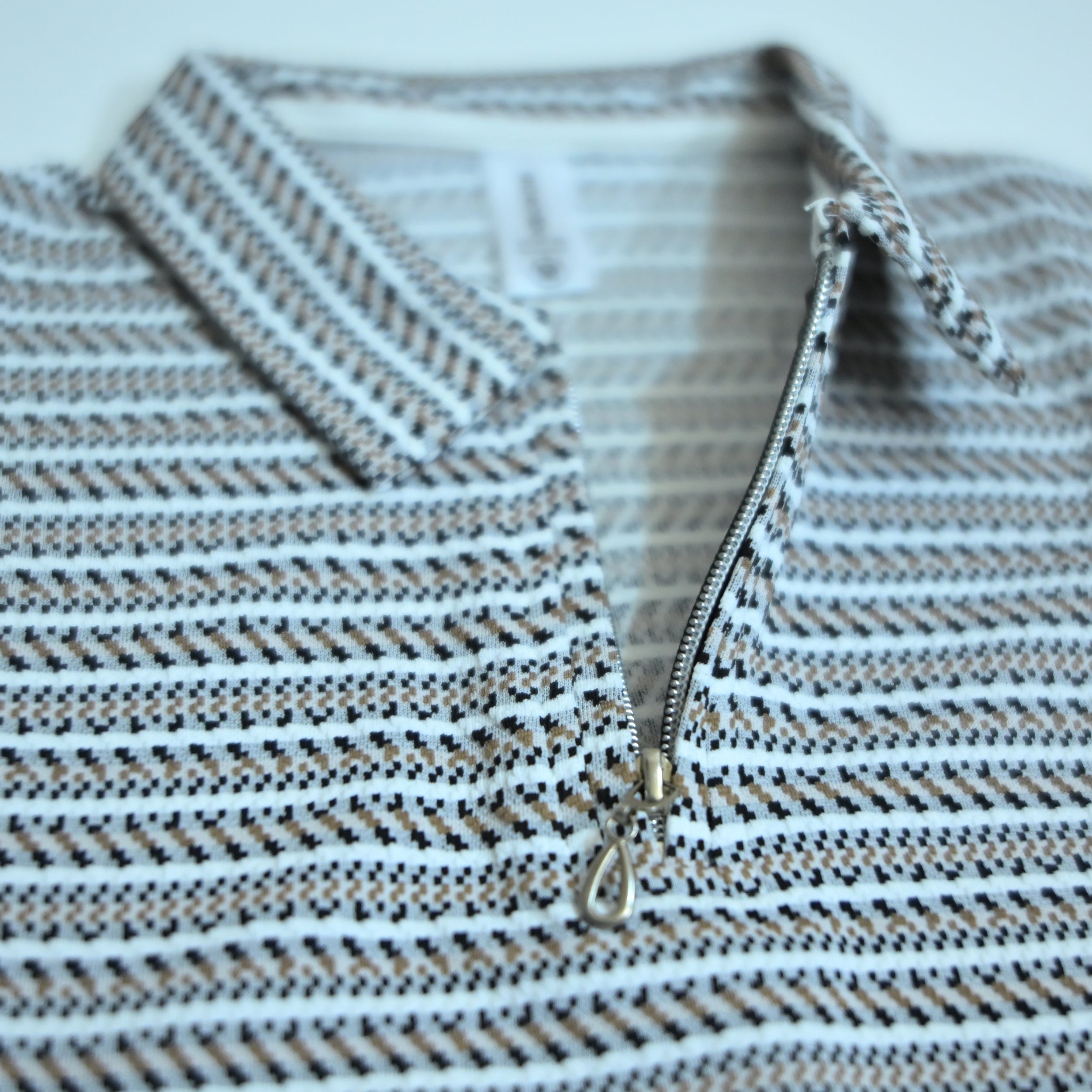 Black & Brown Striped Zip Polo Shirt | Knit Polo