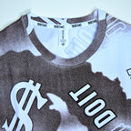 Dollar Print Oversized T-Shirt – Brown & White