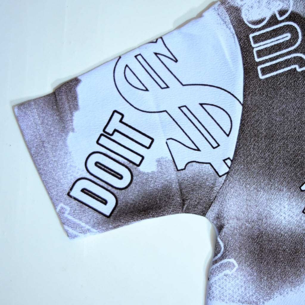 Dollar Print Oversized T-Shirt – Brown & White