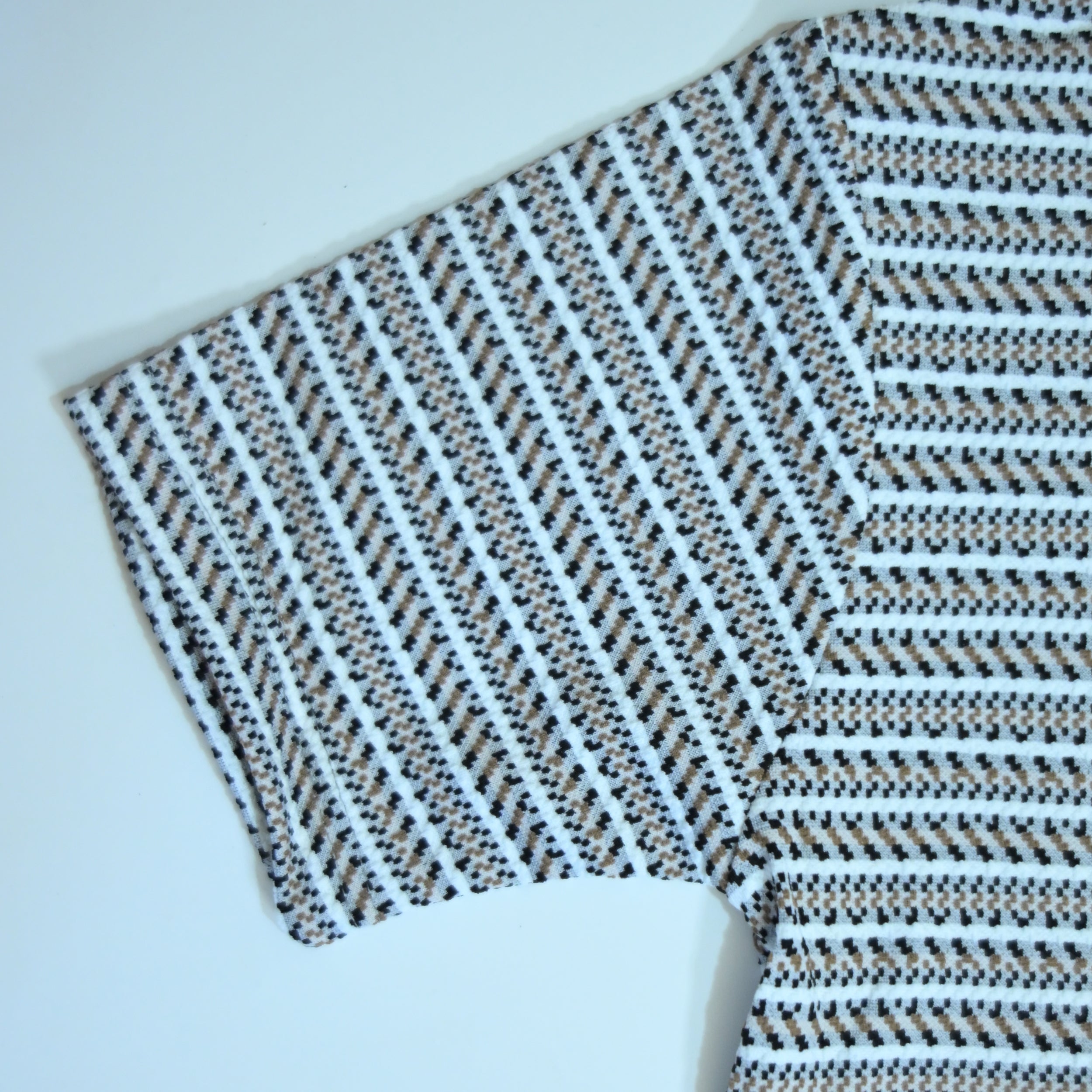 Black & Brown Striped Zip Polo Shirt | Knit Polo