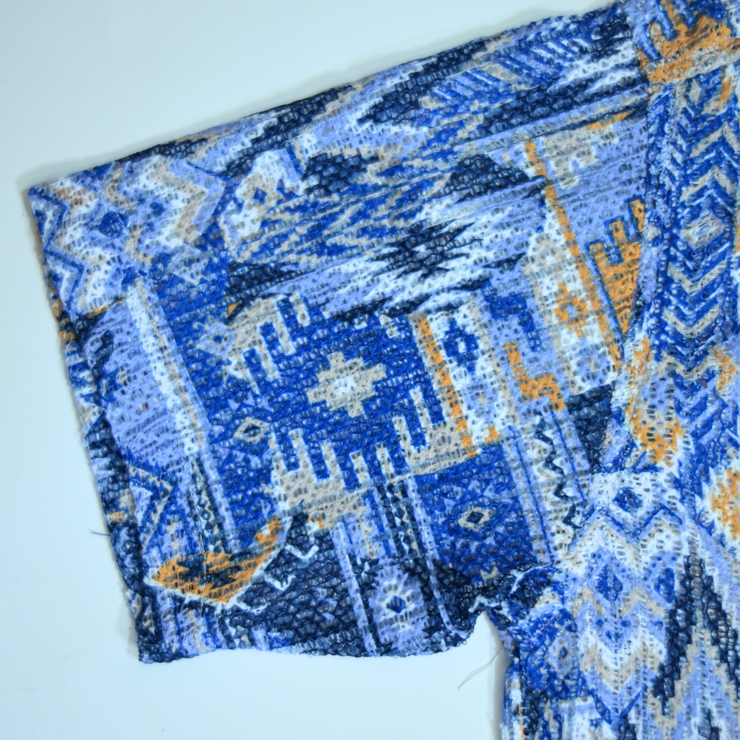 Borumz Crochet-Inspired Geometric Print Cuban Collar Shirt – Boxy Fit