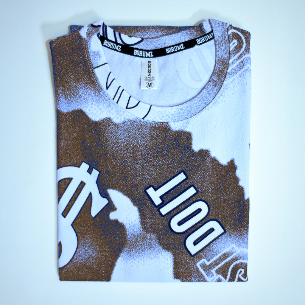 Dollar Print Oversized T-Shirt – Brown & White