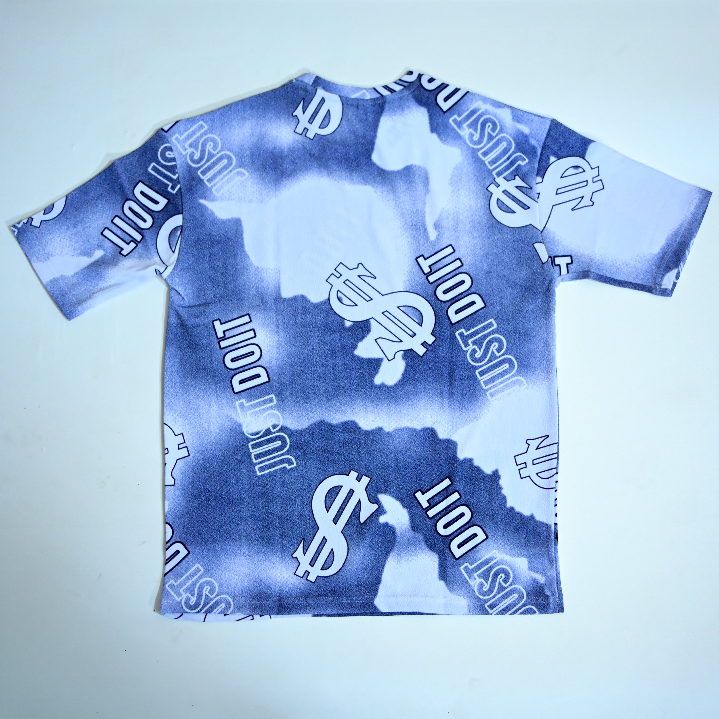 Dollar Print Oversized T-Shirt – Blue & White