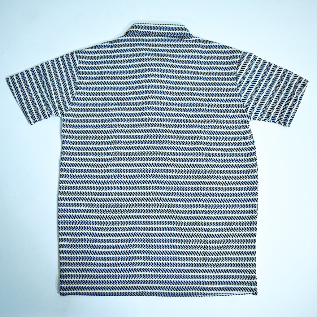 Black & Blue Striped Zip Polo Shirt | Knit Polo
