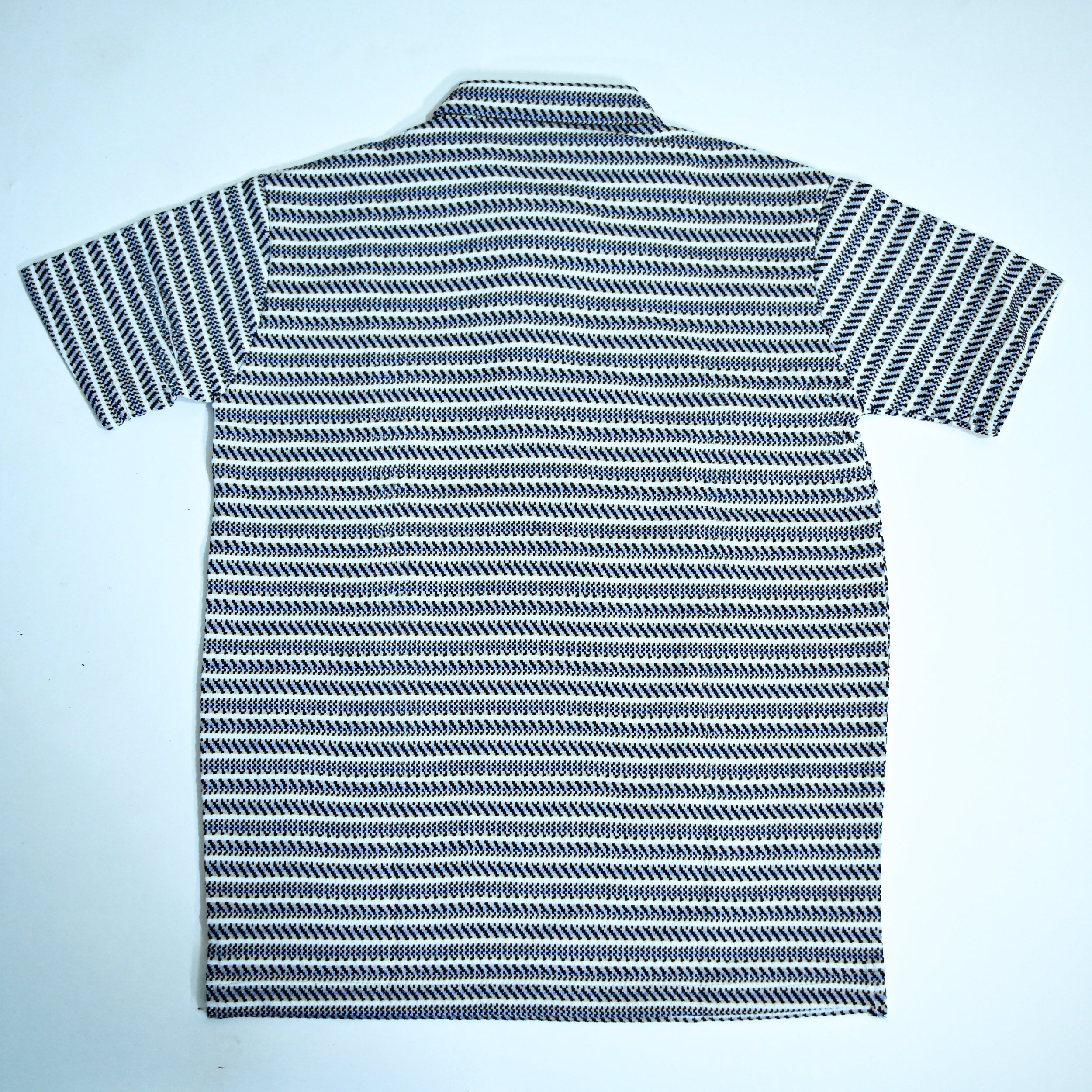 Black & Blue Striped Zip Polo Shirt | Knit Polo