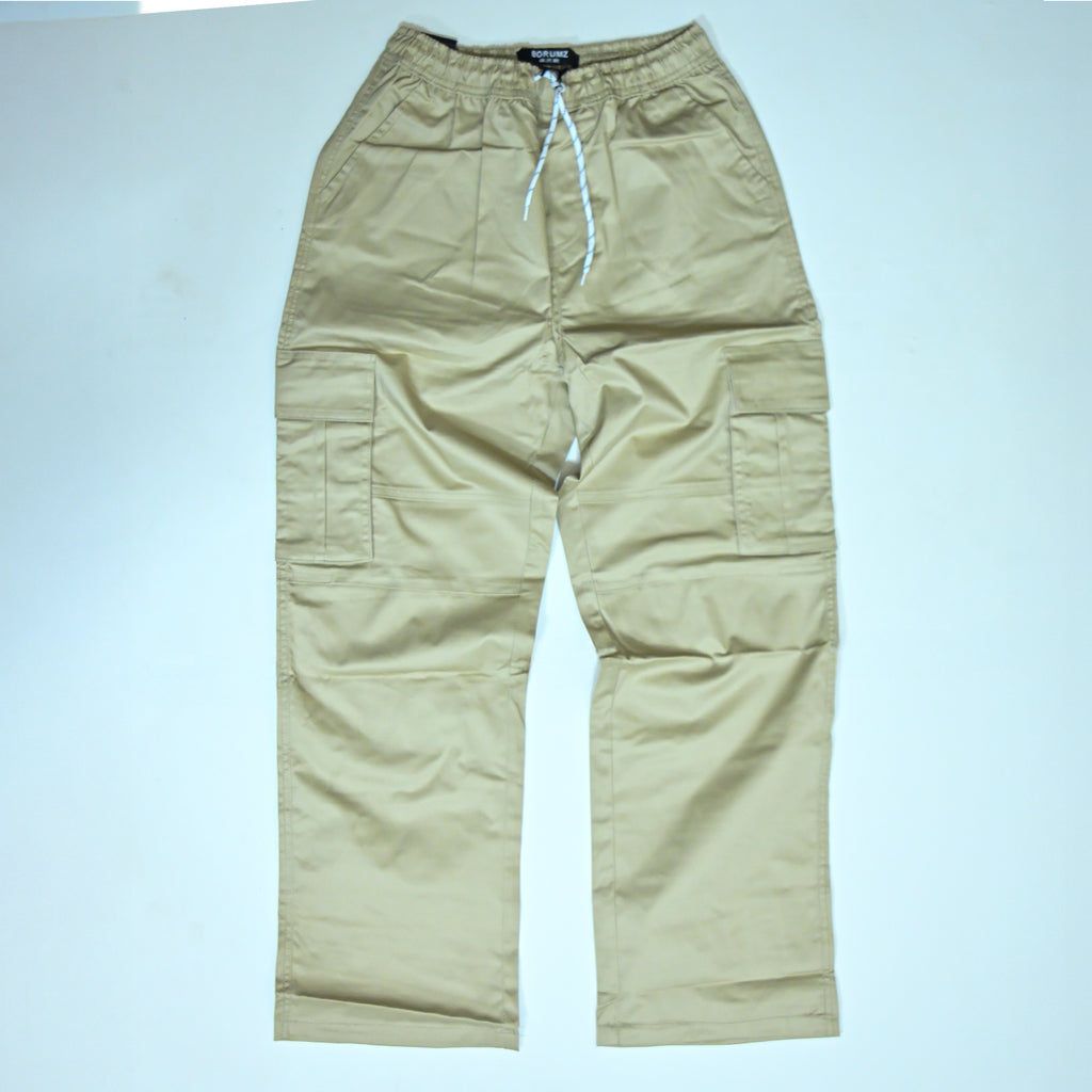 Camel Full Baggy Cargo Trousers | Relaxed Fit Casual Pants
