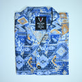 Borumz Crochet-Inspired Geometric Print Cuban Collar Shirt – Boxy Fit