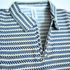 Black & Blue Striped Zip Polo Shirt | Knit Polo