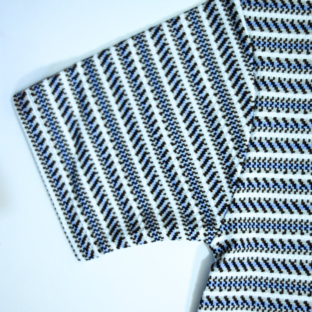 Black & Blue Striped Zip Polo Shirt | Knit Polo
