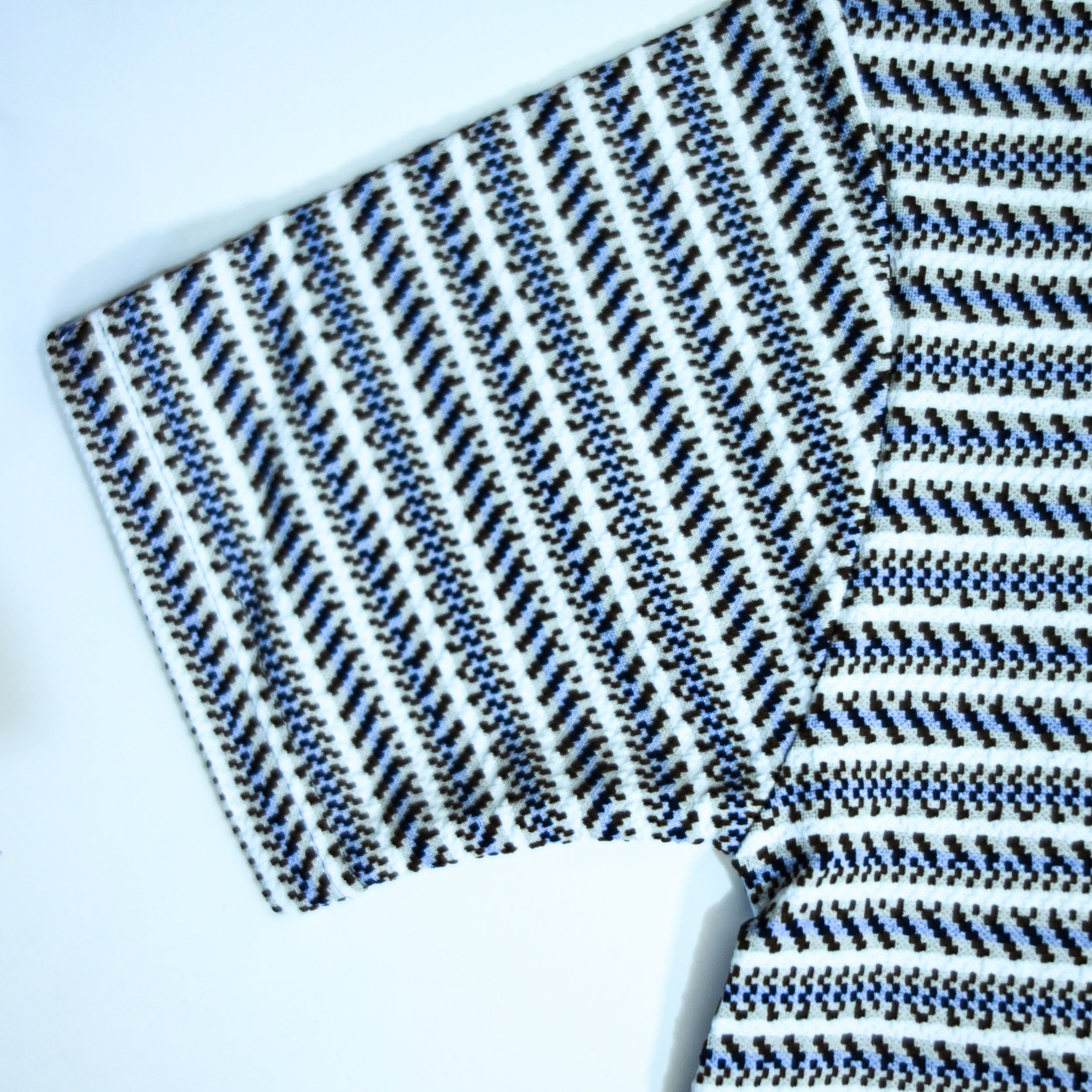 Black & Blue Striped Zip Polo Shirt | Knit Polo