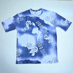 Dollar Print Oversized T-Shirt – Blue & White