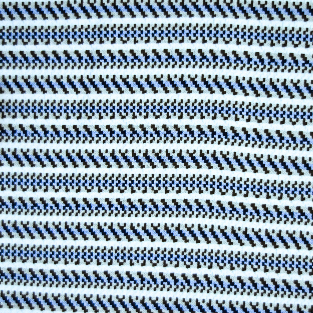 Black & Blue Striped Zip Polo Shirt | Knit Polo