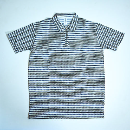 Black & Blue Striped Zip Polo Shirt | Knit Polo