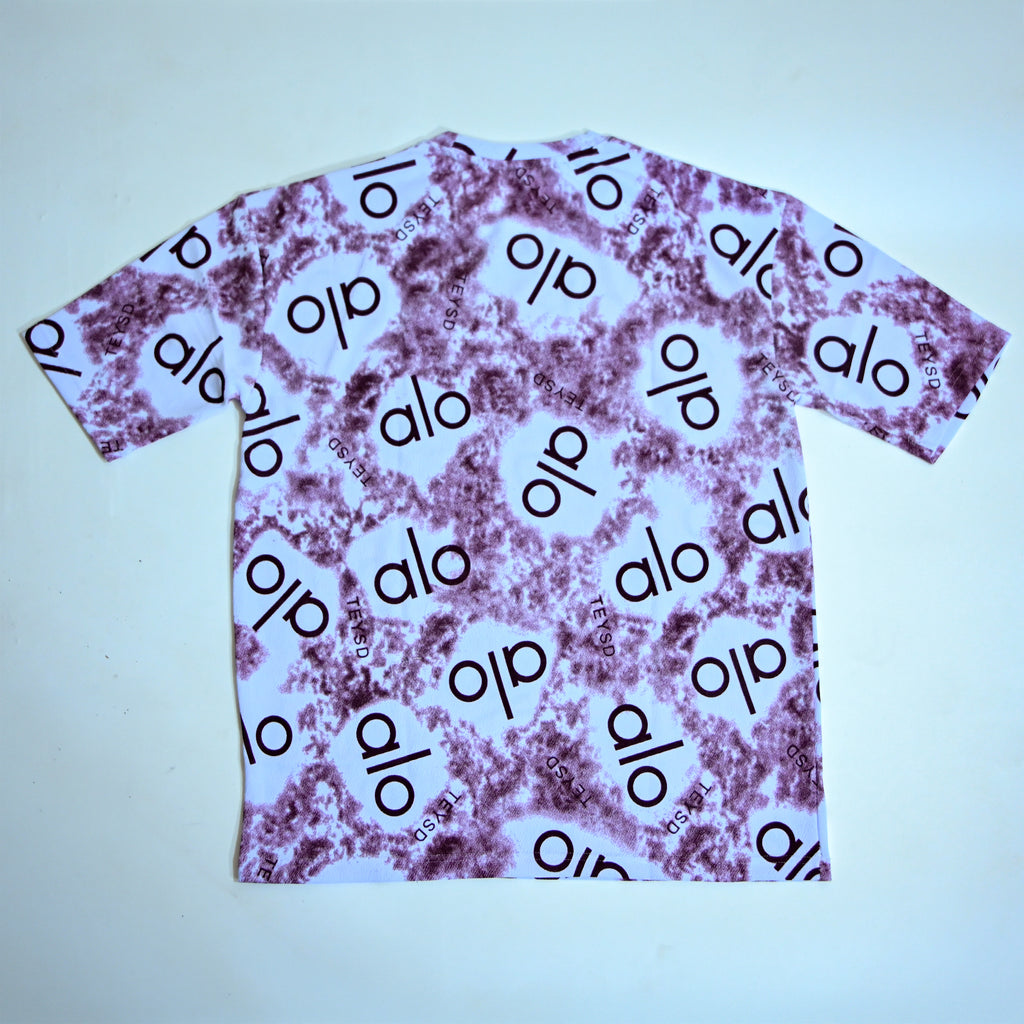 Abstract Logo Print Oversized T-Shirt – Burgundy & White