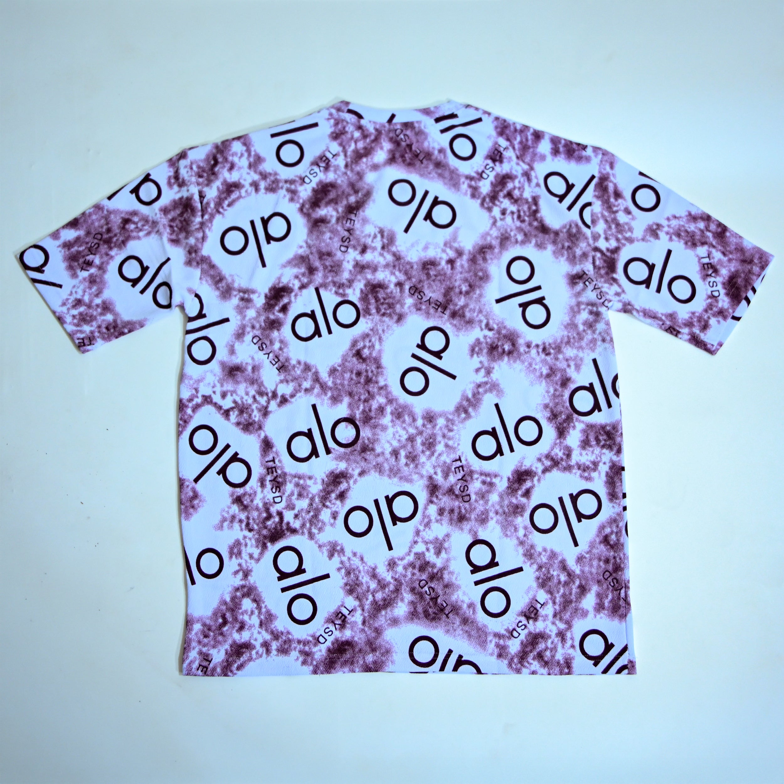 Abstract Logo Print Oversized T-Shirt – Burgundy & White