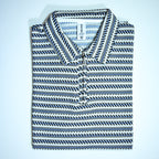 Black & Blue Striped Zip Polo Shirt | Knit Polo