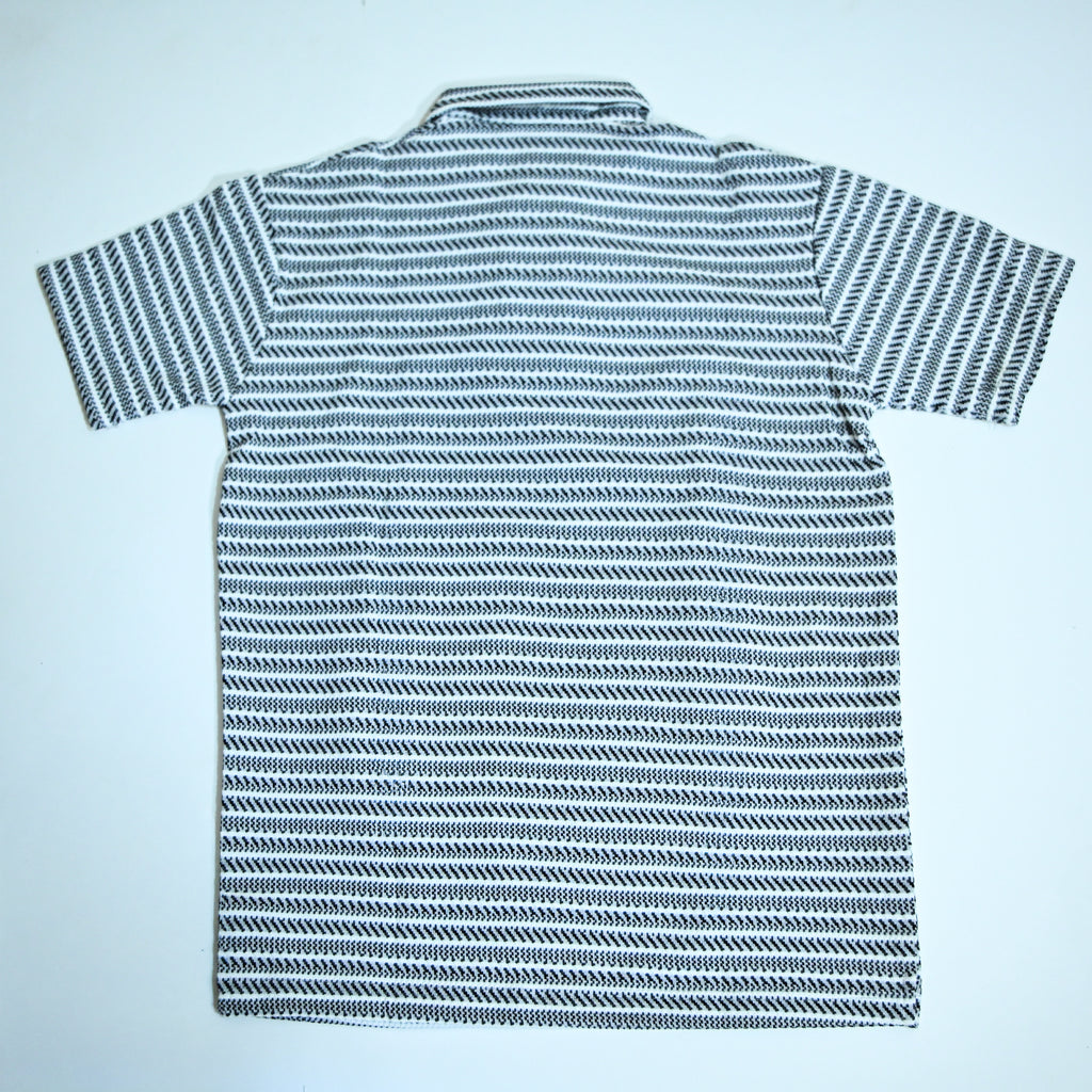 Black & Grey Striped Zip Polo Shirt | Knit Polo