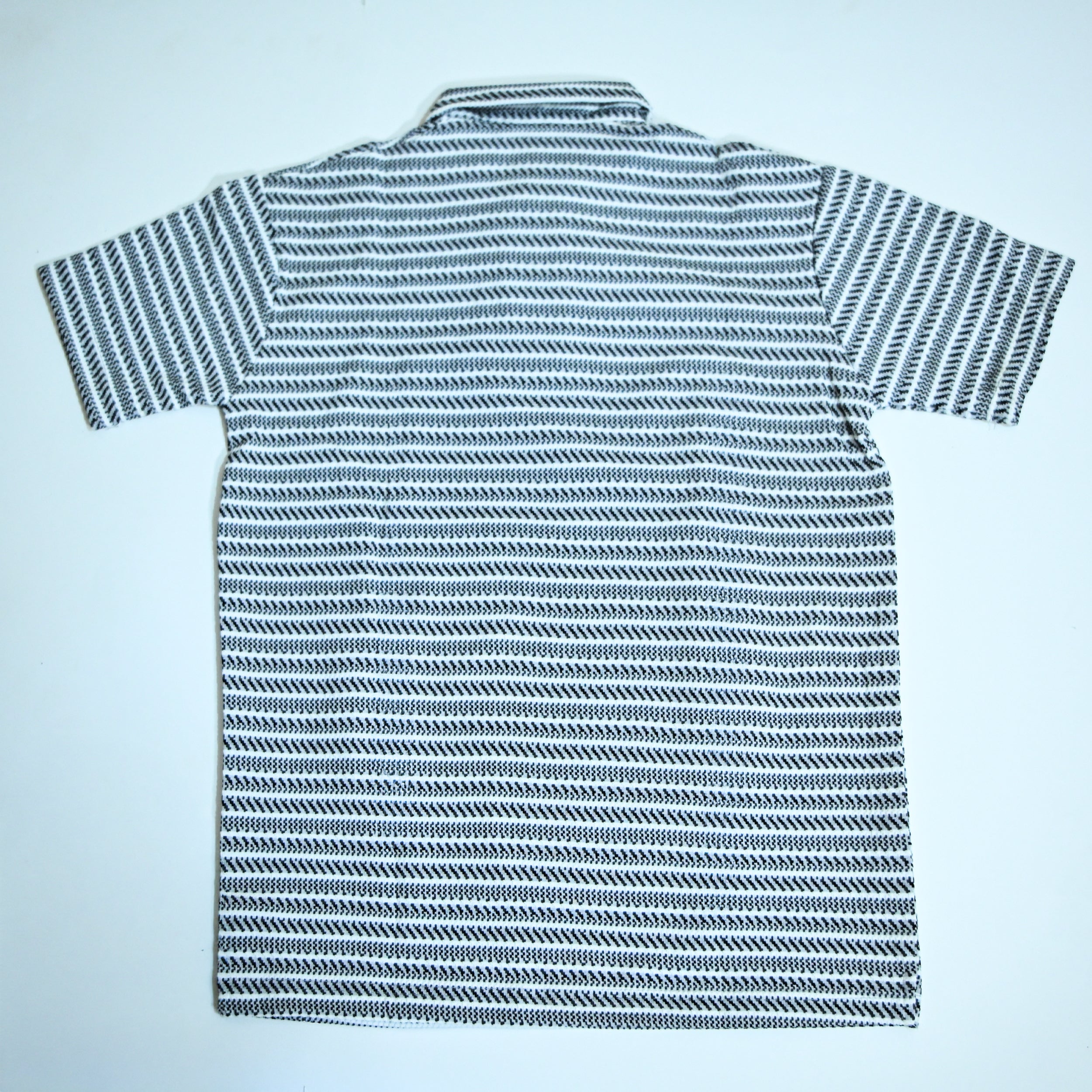 Black & Grey Striped Zip Polo Shirt | Knit Polo